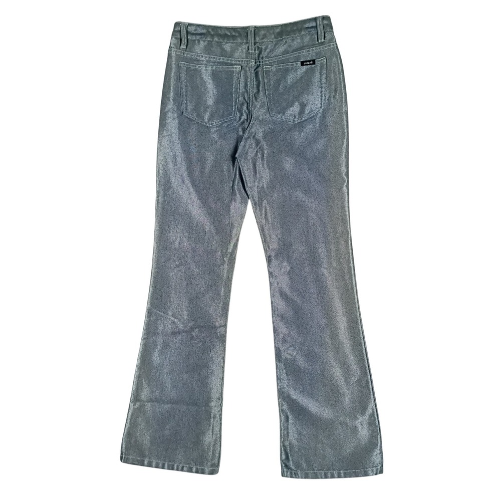 Zana-Di Metallic Silver Straight Leg Jeans Women 7 29X32 Silver Coated Y2K Retro